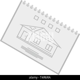Architect sketchbook icon, isometric style Stock Vector