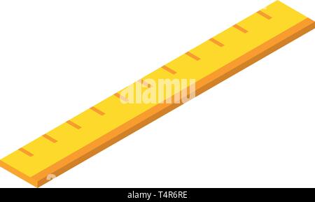 Wood ruler icon, isometric style Stock Vector