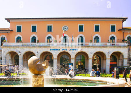 PISA, ITALY - APRIL, 15 2019: the central train station main entrance Stock Photo