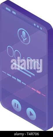 Smartphone dictaphone icon, isometric style Stock Vector