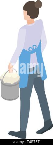 Cleaning service woman icon, isometric style Stock Vector