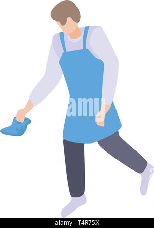 Man from cleaning service icon, isometric style Stock Vector