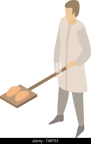 Bakery product on wood icon, isometric style Stock Vector