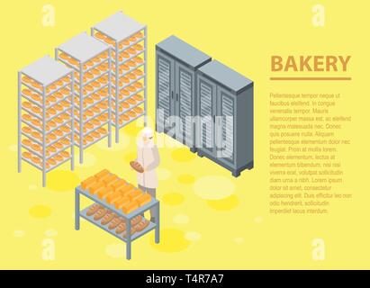 Bakery concept banner, isometric style Stock Vector