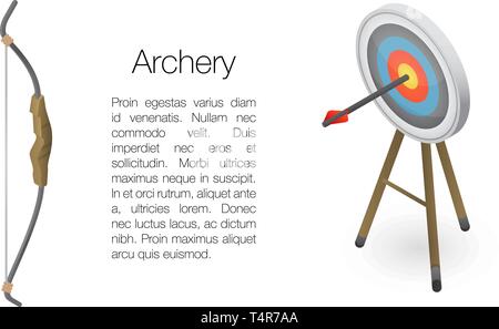 Archery concept banner, isometric style Stock Vector