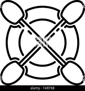 Crossed kayak paddles icon, outline style Stock Vector