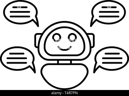 Chat bot four bubble icon, outline style Stock Vector