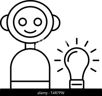 Smart home bot icon, outline style Stock Vector