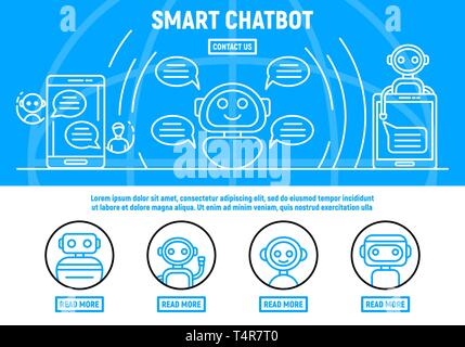 Chatbot concept background, outline style Stock Vector
