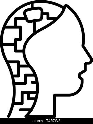 Cyborg head icon, outline style Stock Vector