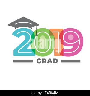 Class of 2019 Congratulations Graduate Typography w Cap Stock Vector