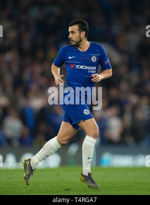 London, UK. 18th Apr, 2019. PEDRO of Chelsea during the UEFA Europa League match between Chelsea and Slavia Prague at Stamford Bridge, London, England on 18 April 2019. Photo by Andy Rowland/PRiME Media Images. Editorial use only, license required for commercial use. No use in betting, games or a single club/league/player publications.Õ Credit: PRiME Media Images/Alamy Live News Stock Photo