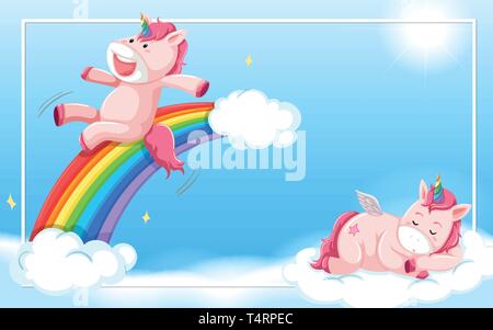 Unicorn on the sky illustration Stock Vector