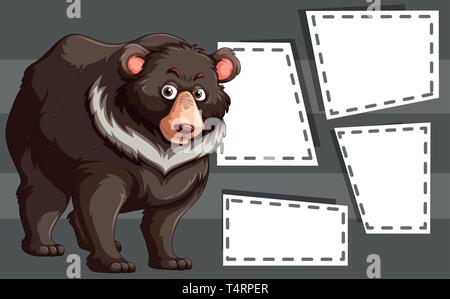 Bear on note template illustration Stock Vector