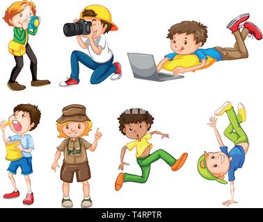 Set of male character illustration Stock Vector