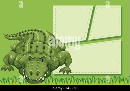 Crocodile on note template illustration Stock Vector