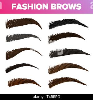 Fashion Brows Various Shapes And Types Vector Set Stock Vector