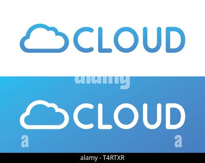 Label of Cloud deposit system in blue and white color. Vector illustration for Storage Internet Server in EPS10. Stock Vector