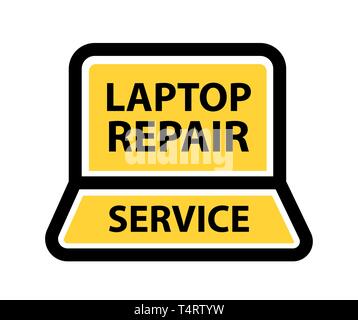 Logo for Laptop and Computer Repair Service. Simple sign on white background. Stock Vector