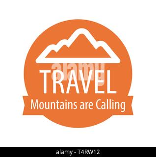 Logotype emblem for Travel company. Mountains are Calling. Stock Vector