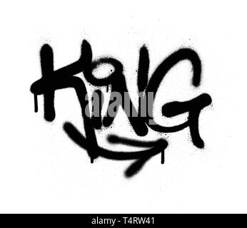 graffiti tag king sprayed with leak in black on white Stock Vector