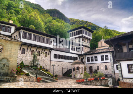 View to Bigorski Monastery St John the Baptist at Rostusha, North Macedonia Stock Photo