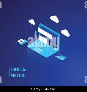 Digital Media - Isometric Vector Illustration Stock Vector