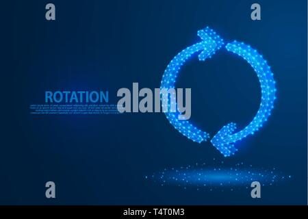 Technology rotation arrows icon with blue background, A rotate icon composed of polygons, vector, illustration, eps file Stock Vector
