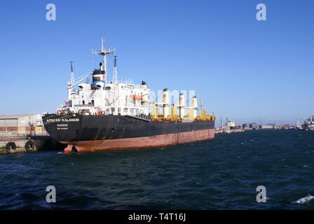 The dry cargo vessel African Kalahari in the waters of Duncan Dock, port of Cape Town, South Africa. Stock Photo