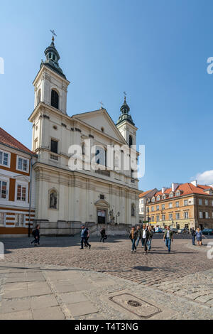 Warsaw, Poland. April, 2018.  A view of the facade of  Church of the Holy Spirit Stock Photo