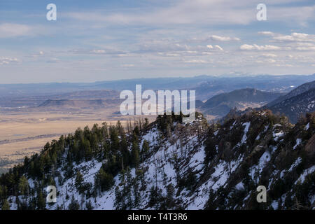 View from the summit of Bear Peak, looking South towards Golden. Stock Photo
