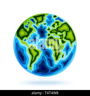 Earth planet in 3d paper cut design. Happy Earth day concept. Vector illustration Stock Vector