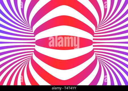 Colorful lines optical illusion. Abstract striped spiral vector background Stock Vector