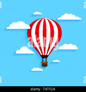 Hot air balloon with clouds. Vector illustration Stock Vector
