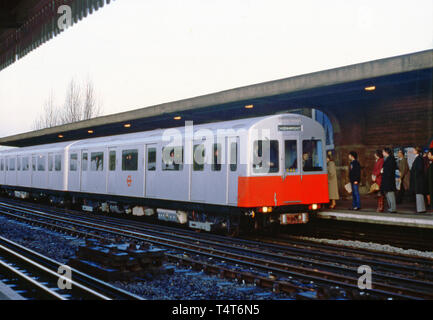 London Underground Train at Stamford Brook, 30th June 1980 Stock Photo