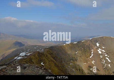 Views from Snowdon summit toward Crib Goch Stock Photo