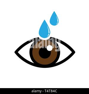 brown eye with eye drops icon isolated on white background vector illustration EPS10 Stock Vector