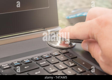 Diagnosis of problems with the computer Stock Photo