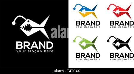 Colorful Piranha stock logo template. flat design Stock Vector