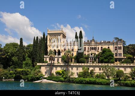 Isola del Garda, the largest island in Lake Garda, Venetian Palace of the family Borghese Cavazza, Lake Garda, Lombardy, Italy, Europe Stock Photo