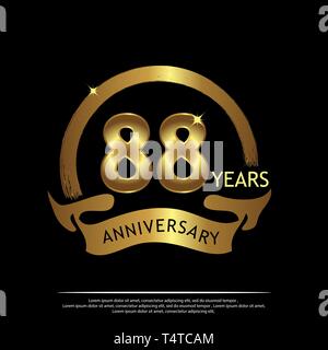 Eighty eight years anniversary golden. anniversary template design for web, game ,Creative poster, booklet, leaflet, flyer, magazine, invitation card Stock Vector