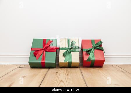 Wrapped gifts Stock Photo