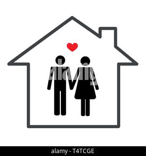 man and woman couple in home icon pictogram vector illustration EPS10 Stock Vector