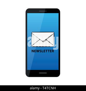 receive newsletter on the smartphone vector illustration EPS10 Stock Vector