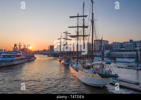 sailing ships in the port of Hamburg Stock Photo
