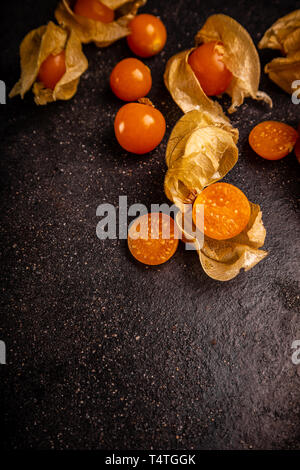 Fresh organic physalis fruit, space for your text Stock Photo