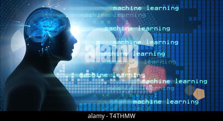 Machine learning and cognitive computing - 3d rendering Stock Photo