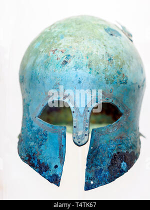 Bronze helmet of Corinthian type Made in Apulia about 600 BC Stock Photo