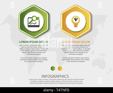 Vector infographic 3D template polygons with rounded corners for two label, diagram, graph, presentation. Business concept with 2 options. For content Stock Vector
