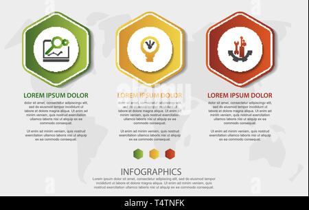 Vector infographic 3D template polygons with rounded corners for three label, diagram, graph, presentation. Business concept with 3 options. For conte Stock Vector